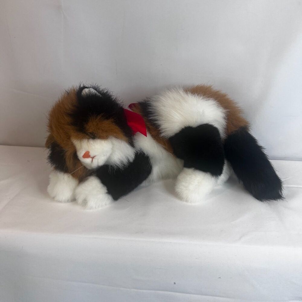 Ty Cat Maggie the Calico Cat 1995 Classic Line Plush Stuffed Animal Red Bow - Picture 8 of 10